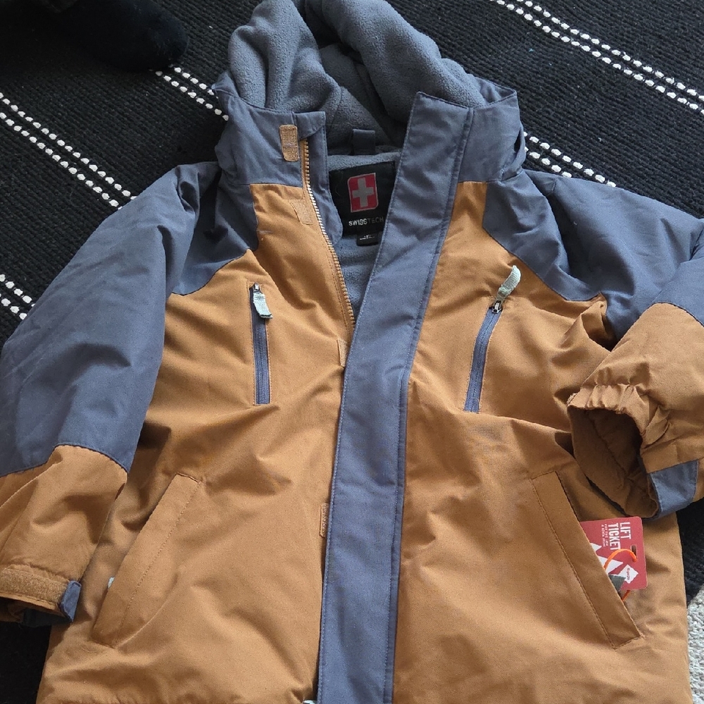 Swiss Tech Kids Brown and Gray Puffer Jacket